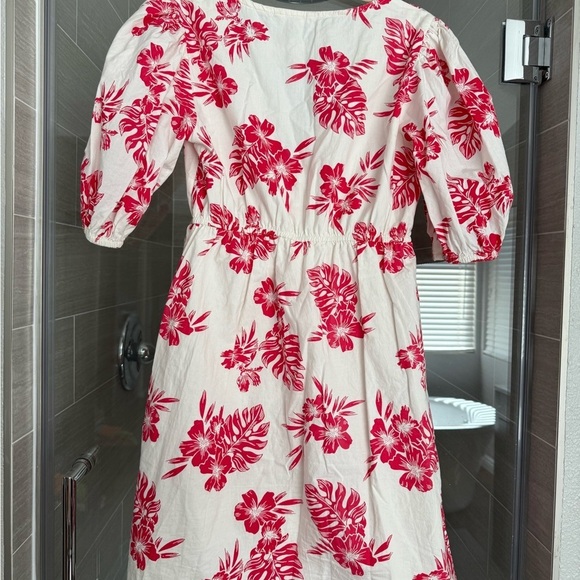Floral Red and White Dress, fully lined - Picture 2 of 3